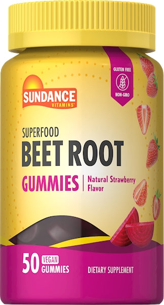 Sundance Beet Root Gummies | 50 Vegan Gummies | Strawberry Flavor | Superfood Supplement | Vegan, Non-GMO