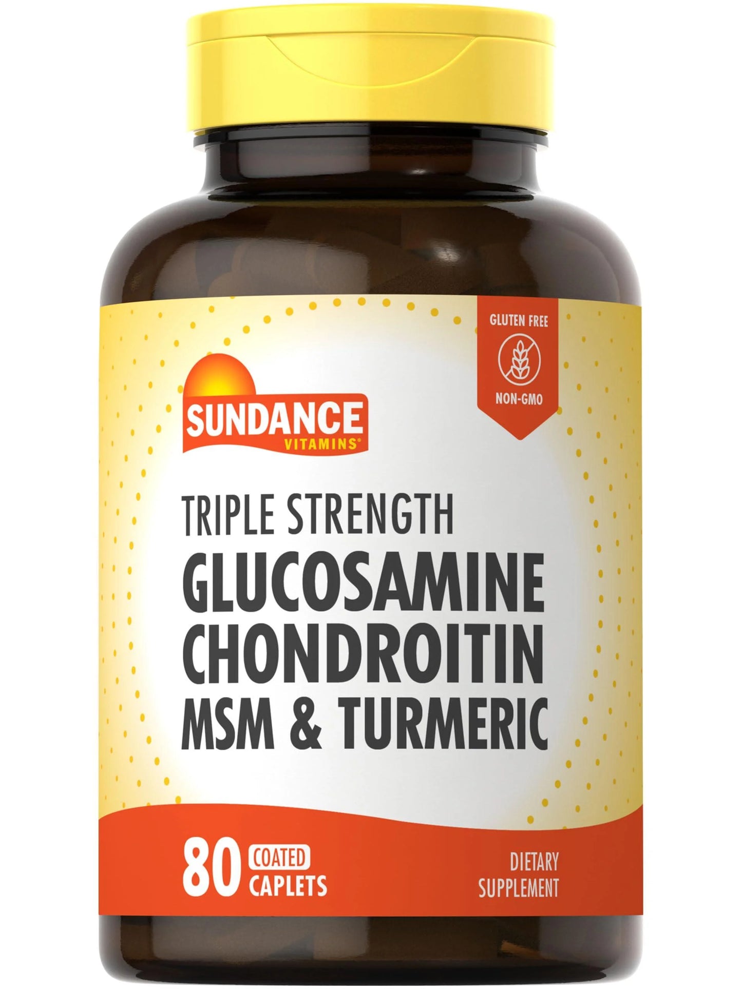 Sundance Glucosamine Chondroitin with MSM and Turmeric | 80 Caplets | Triple Strength Formula | Non-GMO and Gluten Free Supplement